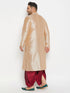 Vastramay Men's Plus Size Gold Zari Weaved Kurta Dhoti Set